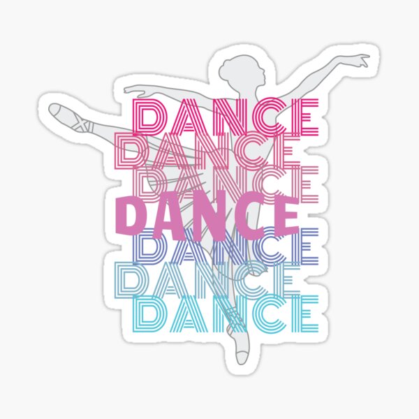 Dance With Ballerina Silhouette Retro Look Lettering Sticker