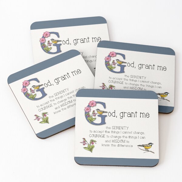 Item preview, Serenity Prayer, Decorated with Flowers, Birds, Faith, Christian Prayer designed and sold by JoyfulWhimsy.