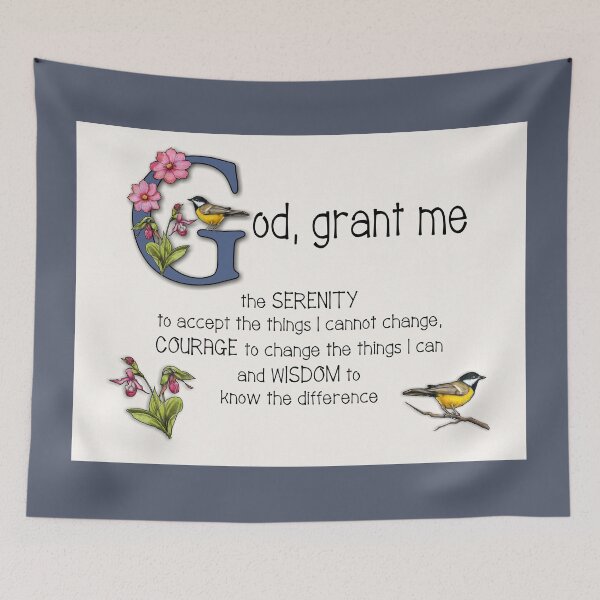 Item preview, Serenity Prayer, Decorated with Flowers, Birds, Faith, Christian Prayer designed and sold by JoyfulWhimsy.