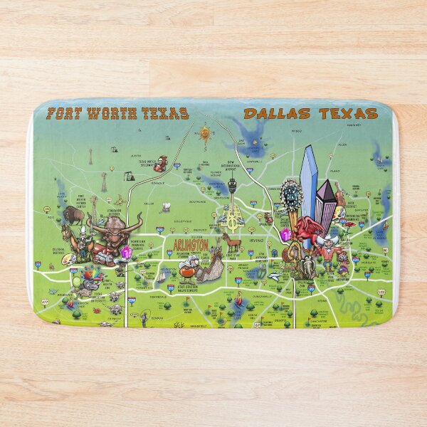 Item preview, DFW Cartoon Map designed and sold by Kevin Middleton.
