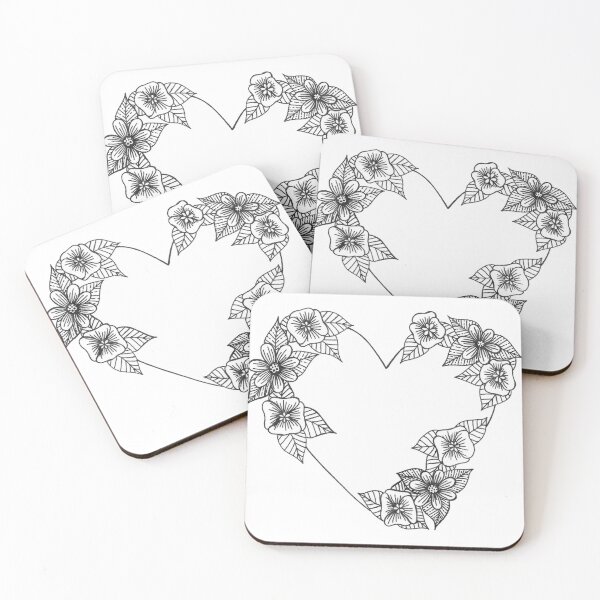 Item preview, HEART WREATH WITH FLOWERS AND LEAVES designed and sold by Jenna Hilton Doodles.