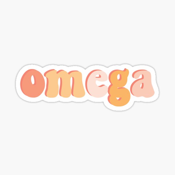Retro Pink Omega Greek Letter Sticker Sticker