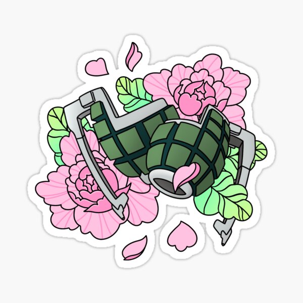 Bakugo Gauntlets with Peonies Sticker