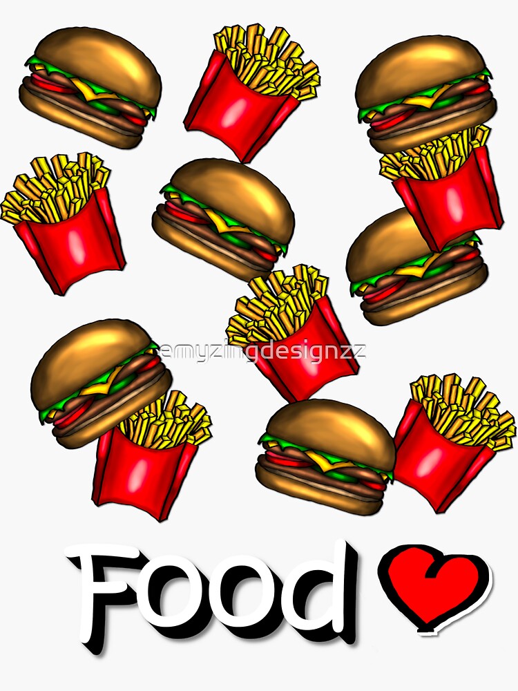 Cute Food Design With French Fries And Hamburger Sticker By Emyzingdesignzz Redbubble 7489