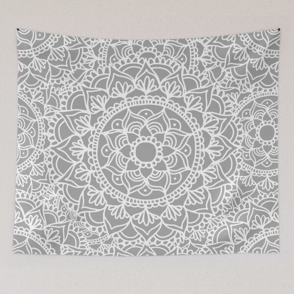 Item preview, Soft Grey and White Mandala Pattern designed and sold by Julie Erin Designs.
