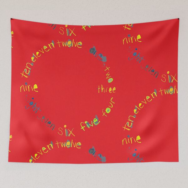 Item preview, Red O'Clock with Numbers, watercolor in red blue lime green yellow designed and sold by djrunnels.