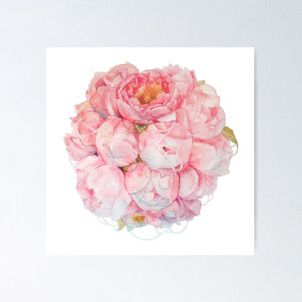 Aperçu de l'œuvre Tendre bouquet de pivoines à l'aquarelle créée et vendue par katetova.
