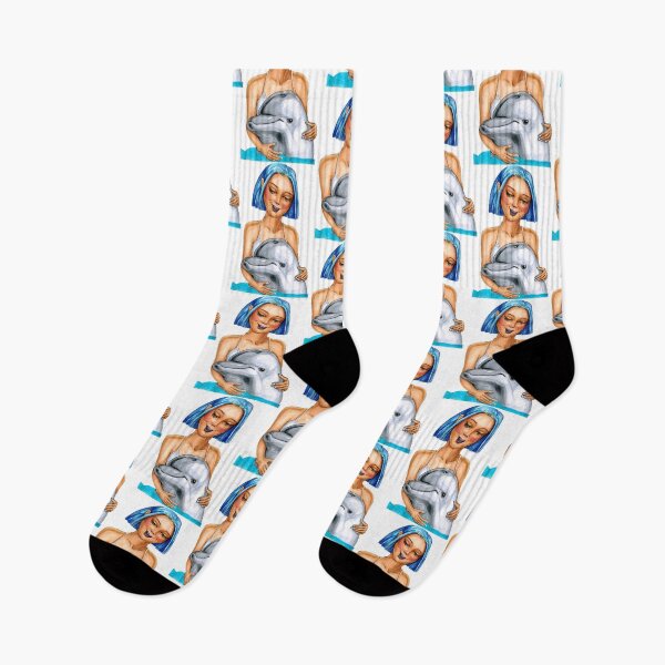 Item preview, Young girl with cute dolphin. designed and sold by Colibri77.