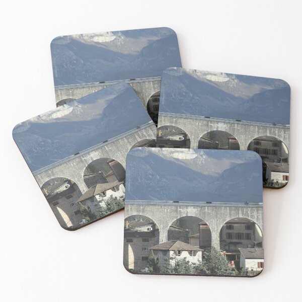 Item preview, Concrete bridge in front of cliffs and mountains designed and sold by EstelleRossetti.