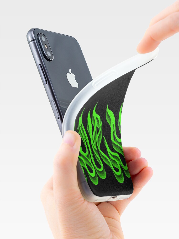 Alternative Ansicht von 3D grüne Flammen iPhone-Hülle