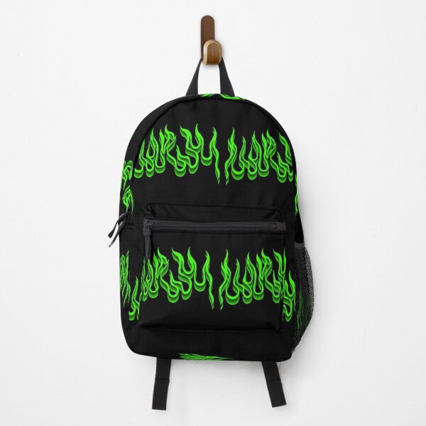 3D Green Flames Backpack