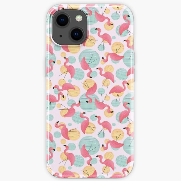 Summer Flamingos and Party Lights iPhone Soft Case