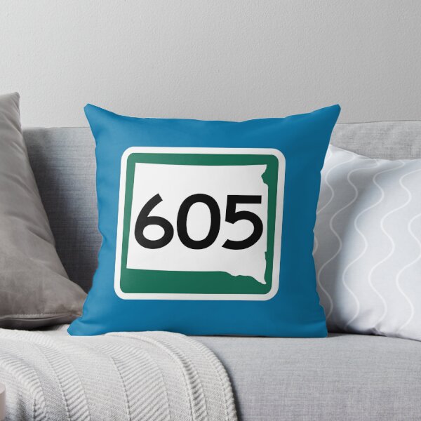 South Dakota State Route 605 (Area Code 605) Throw Pillow