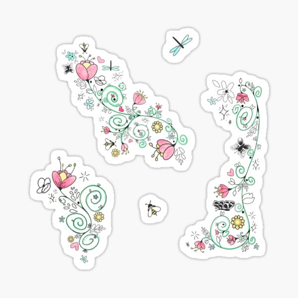 Whimsical Floral Repeating Pattern Sticker