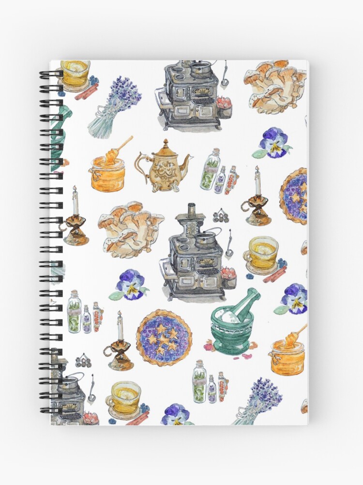 Kitchen Witch Aesthetic Collection Watercolor Decor Spiral Notebook By Witchofwhimsy Redbubble