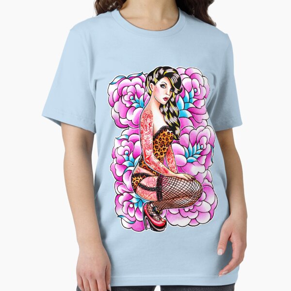 Tattooed Pin Up Girl with Roses Essential T-Shirt