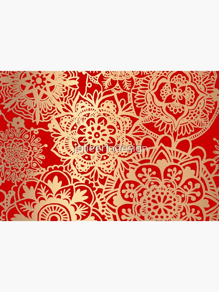 Red and Gold Mandala Pattern by julieerindesign