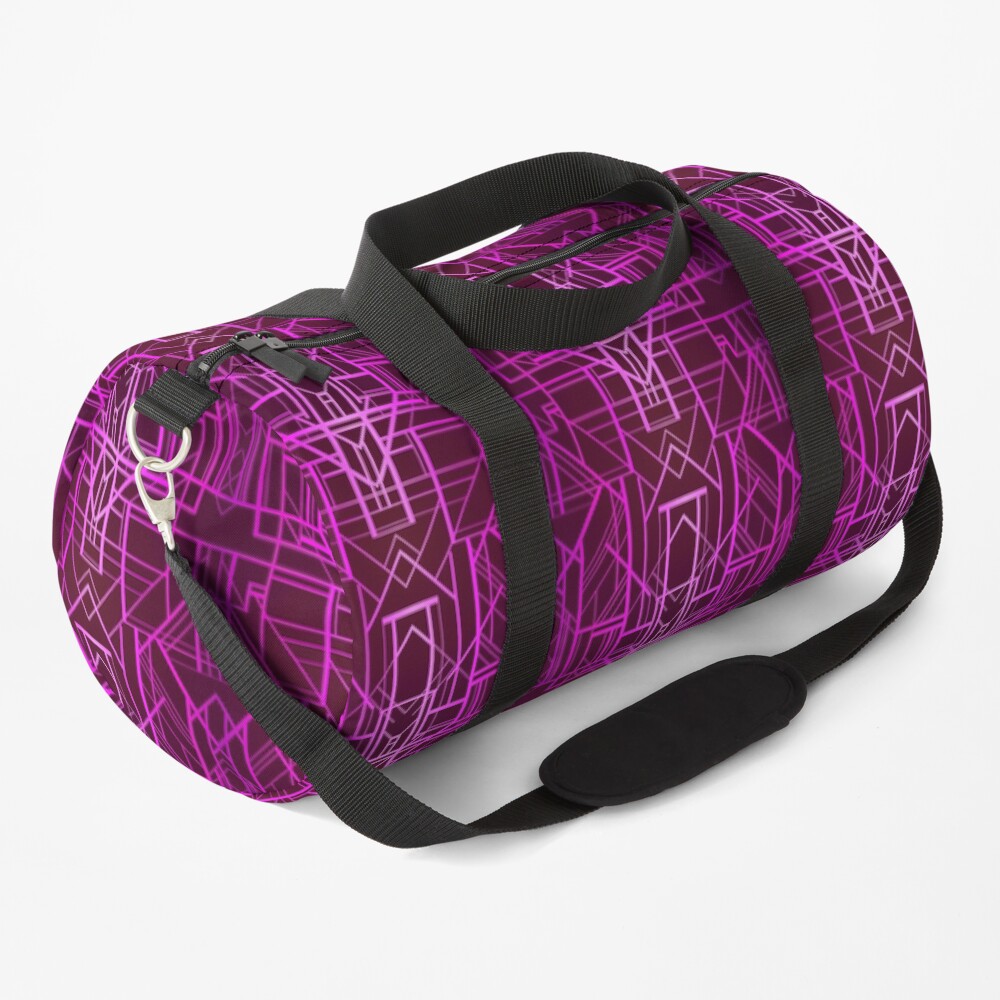 Geometric Deco in Fuchsia Duffle Bag