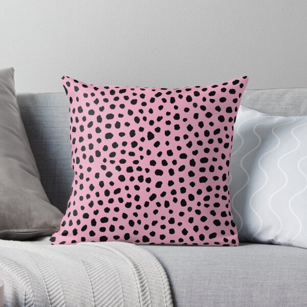 Modern Black and White Polka Dots Monogram Throw Pillow