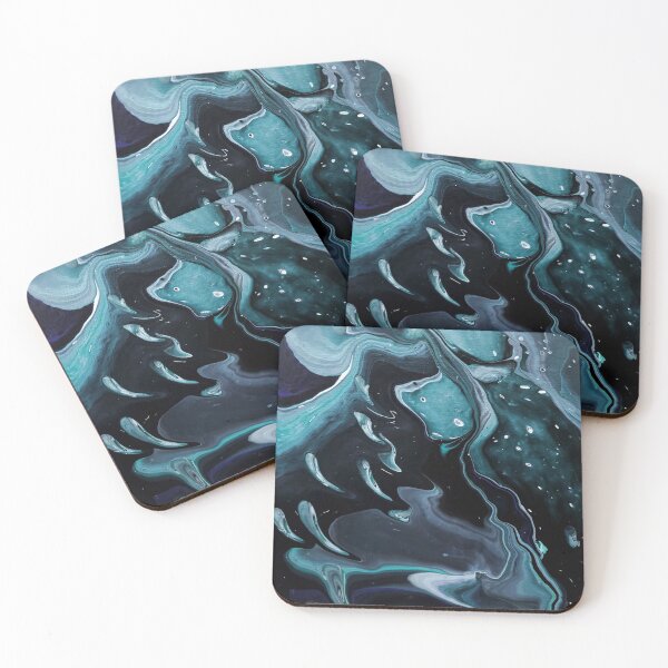Item preview, Ghosts - Black Gray White Teal Acrylic Pour designed and sold by dnacademic.