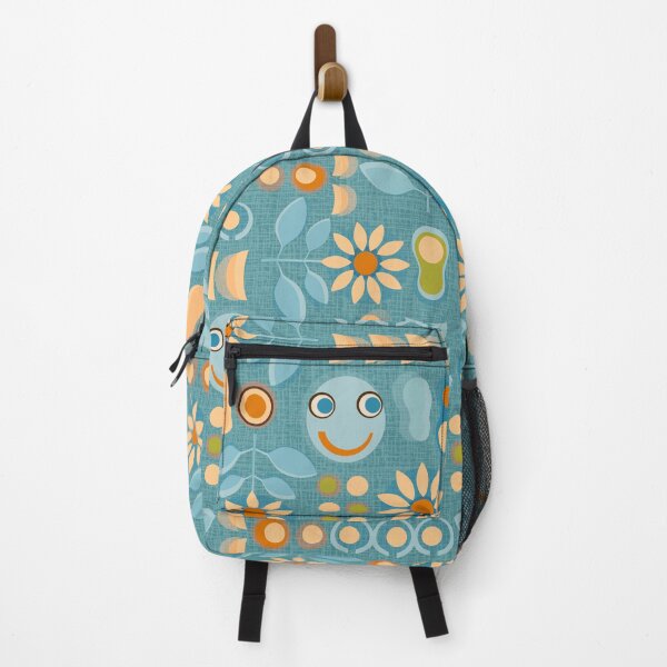Item preview, retro flowers with happy abstract faces designed and sold by illaberekdesign.