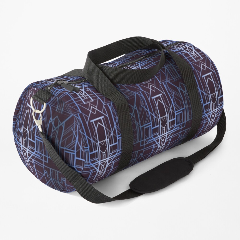 Geometric Deco in Blue Duffle Bag