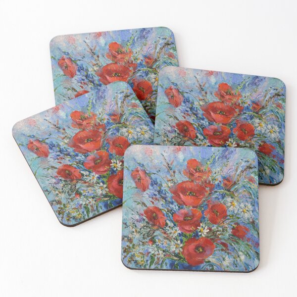 Item preview, Lots of blue and scarlet poppies. A bouquet of wild flowers. designed and sold by Elena Reutova.