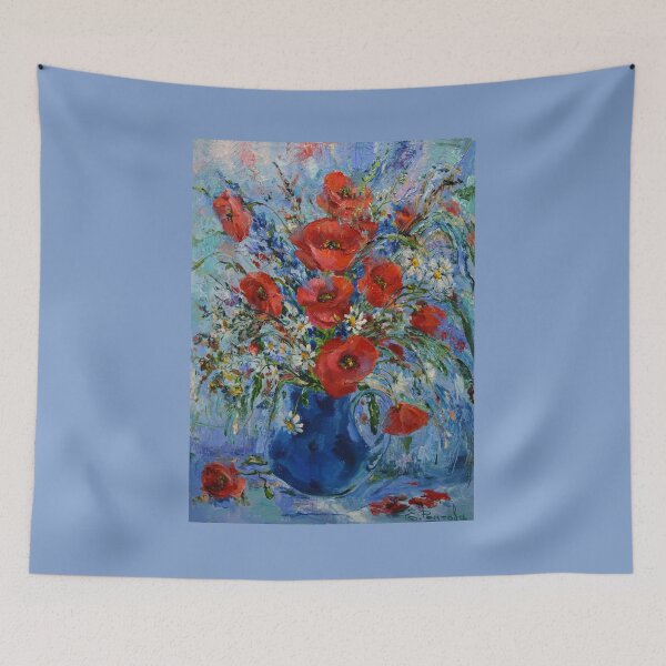Item preview, Lots of blue and scarlet poppies. A bouquet of wild flowers. designed and sold by Elena Reutova.