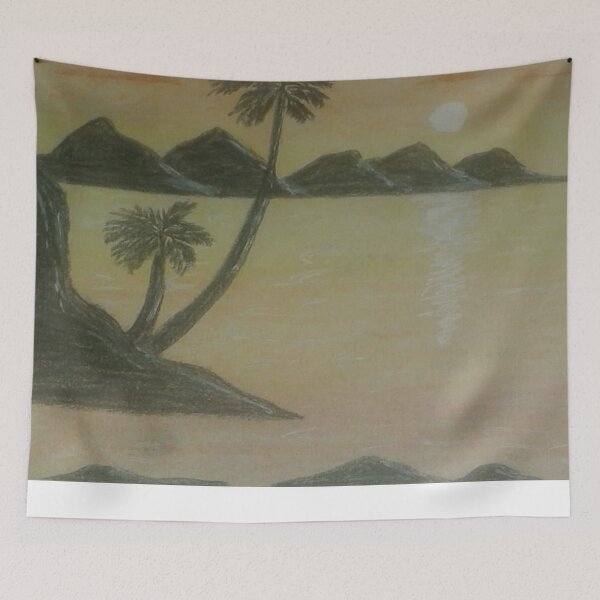 Item preview, Beautiful drawing sunset with palm trees designed and sold by faridman.