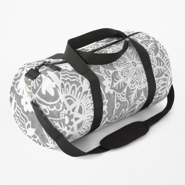 Soft Grey Mandala Pattern Duffle Bag
