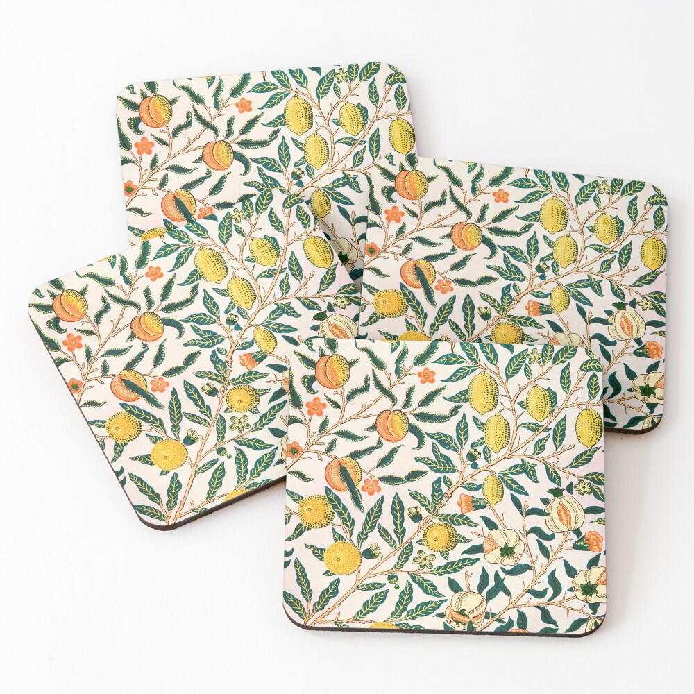 Fruit or Pomegranate by William Morris, 1865-66 Coasters (Set of 4)