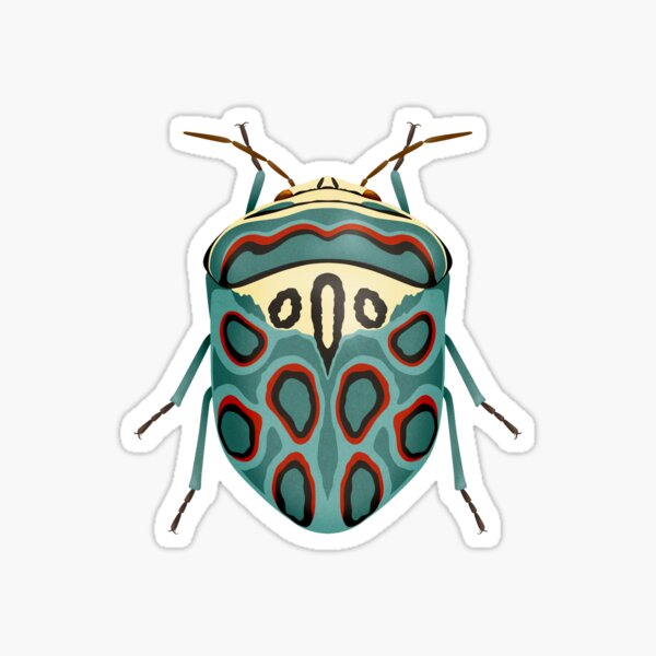 Picasso Beetle - Graphic Blue & Red Beetle Bug Sticker