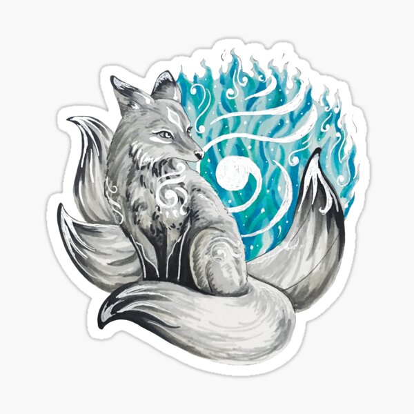 Item preview, Fox Kitsune with Blue Foxfire designed and sold by Lady-Lilac.