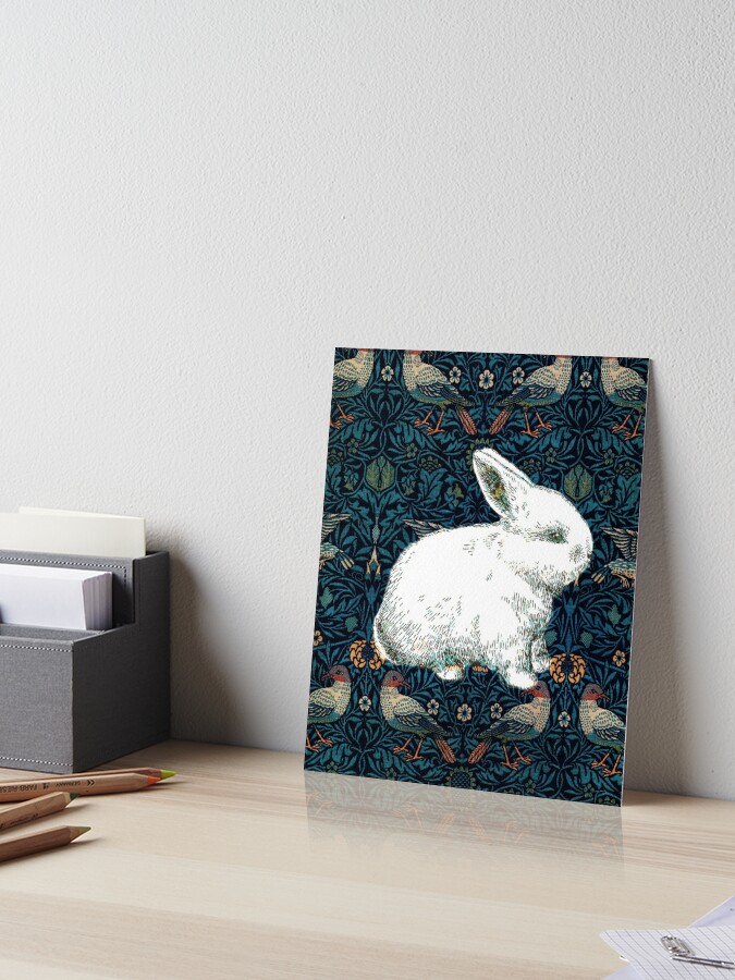 A Rabbit In Morris S Garden Art Board Print By Megansteer Redbubble