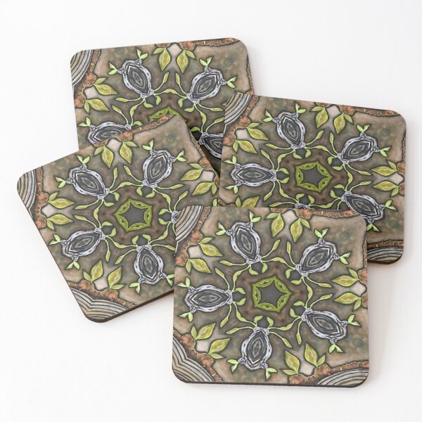 Item preview, Woodland Sprouts / Kaleidoscope Painting / Tree Rings /Seedlings / Nature / Woods / Earthy Mandala designed and sold by artenvironments.