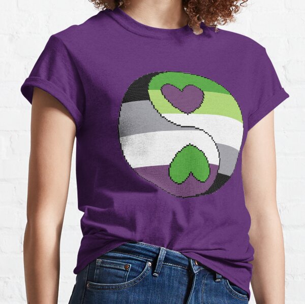 Ace Aro Yin Yang Aromantic Asexual Cross Stitch Classic T-Shirt