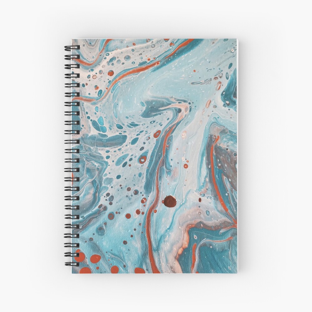 Copper Turquoise Abstract Marbling Spiral Notebook