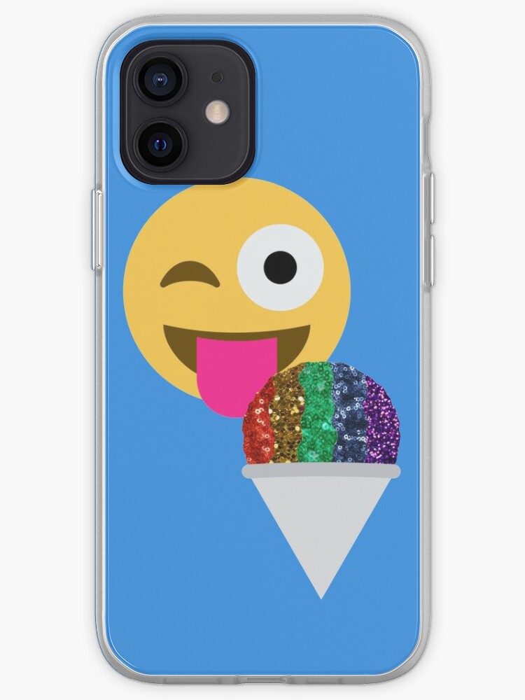 Glitter Print Wink Emoji Iphone Case Cover By Gossiprag Redbubble