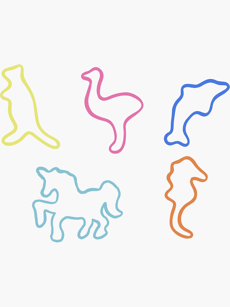 silly bandz (dino collection) Sticker for Sale by letterwithviv