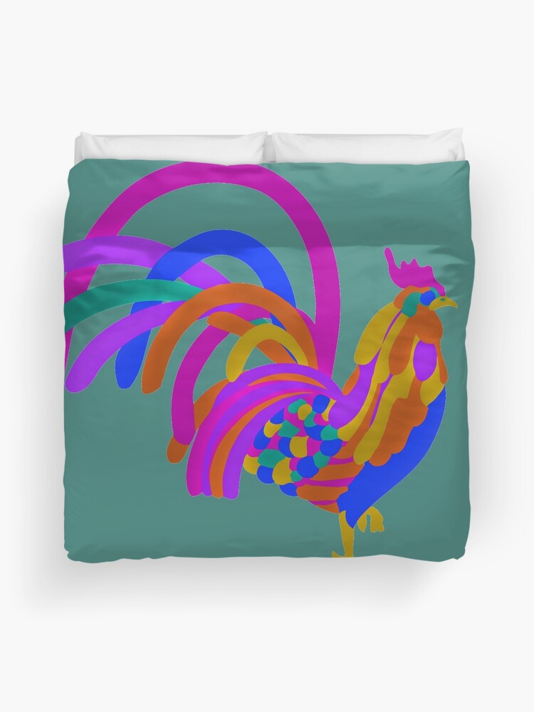 Thumbnail 1 of 2, Duvet Cover, Colorful Abstract Rooster designed and sold by ntartworks.