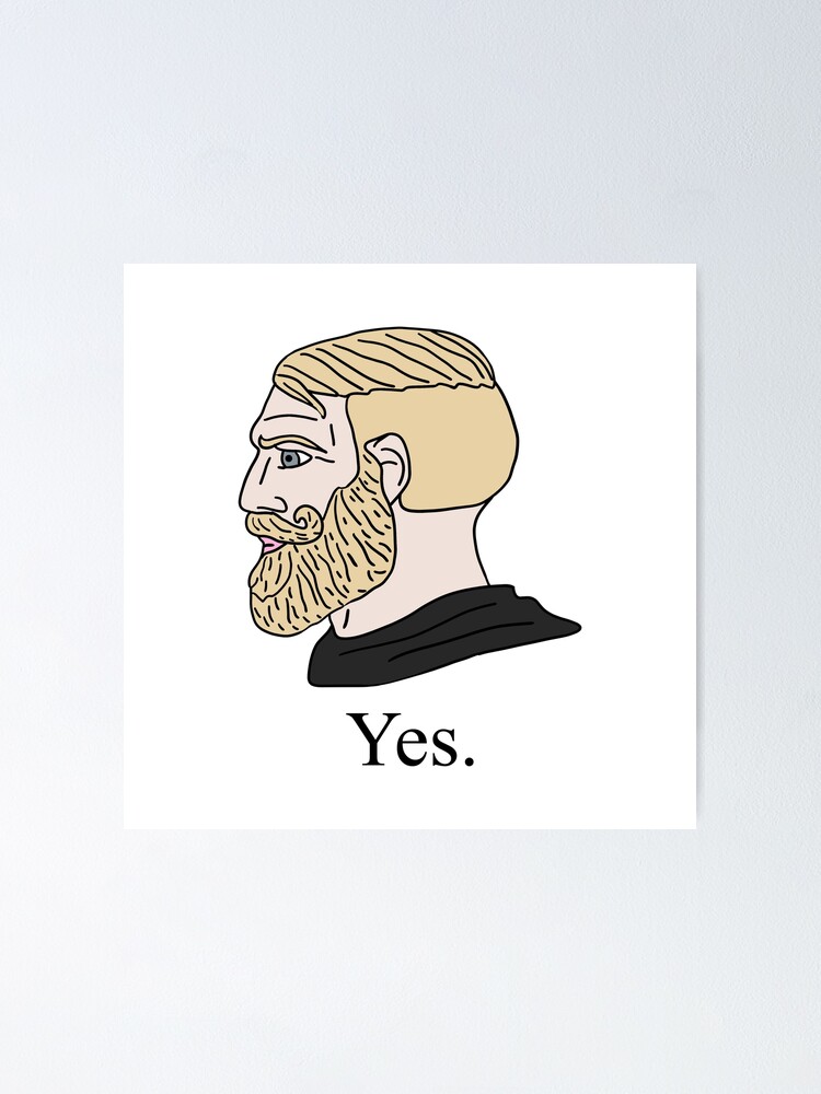 Funny Chad Yes - Yes Chad Meme - Yes Face Meme Sticker for Sale by Be Cool