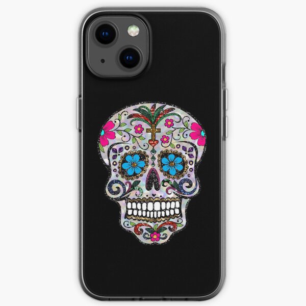 sequin print Sugar Skulls iPhone Soft Case
