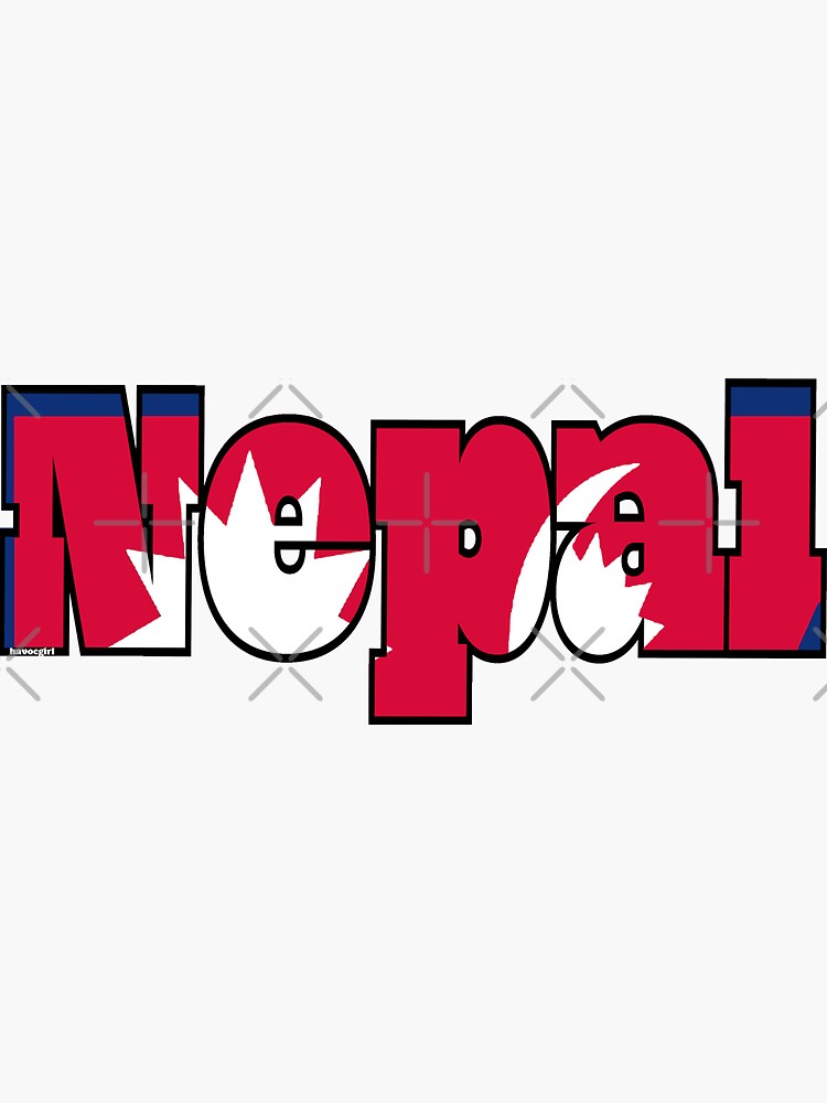 "Nepal Font with Nepali Flag" Sticker for Sale by Havocgirl Redbubble