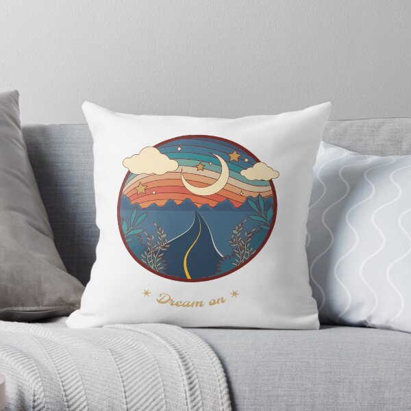 Dream On Retro design Throw Pillow