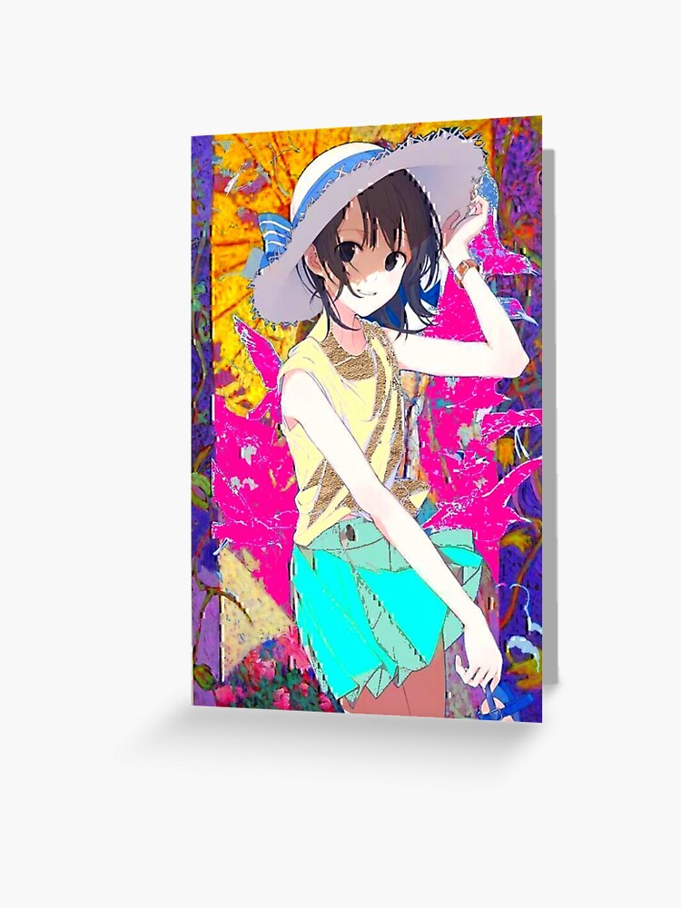 Anime girl with a straw hat in a sunflower field Tote Bag for