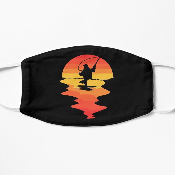 Vintage Sunset Fly Fishing Retro Fisherman Sunrise Mask