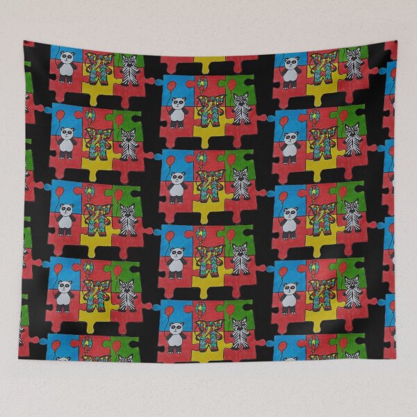 Item preview, AUTISM AWARENESS PUZZLE AND ANIMALS designed and sold by Redbubble_Redhead.