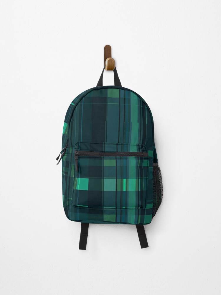 green plaid backpack