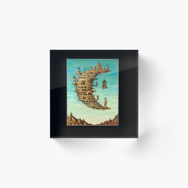 DALI : Vintage Living on the Moon Abstract Painting Print Acrylic Block