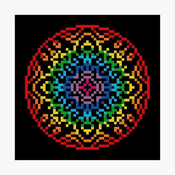Rainbow Mandala Cross Stitch Photographic Print